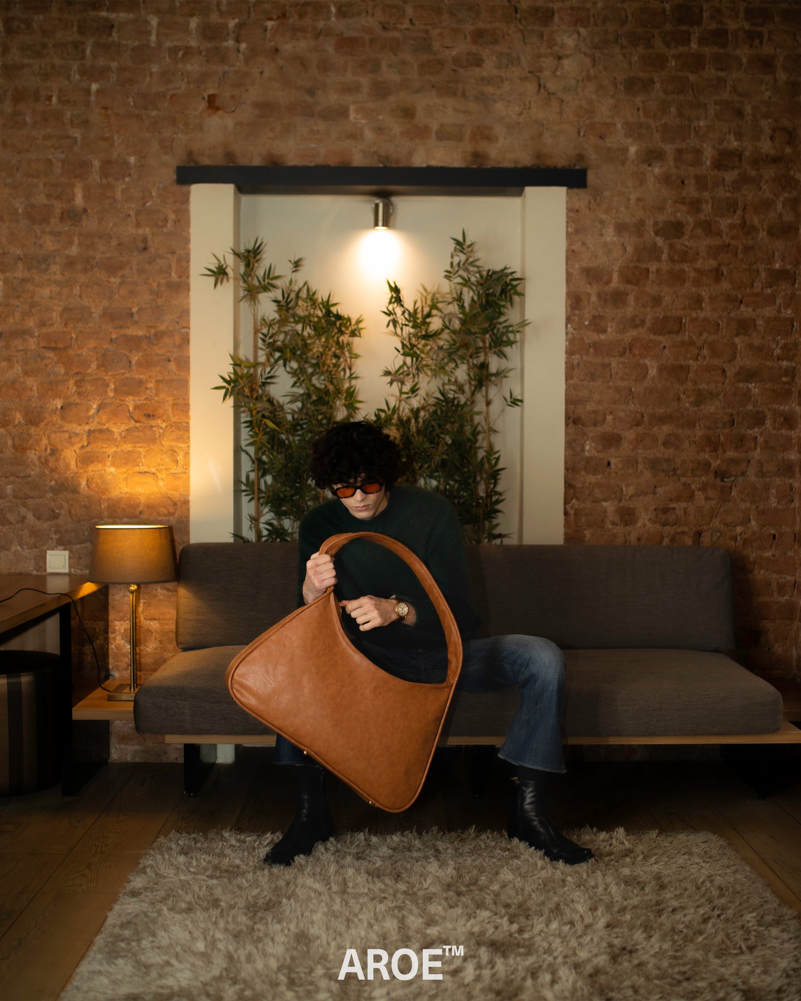 TABA BROWN ECO LEATHER XL SHOULDER BAG X NILKEM