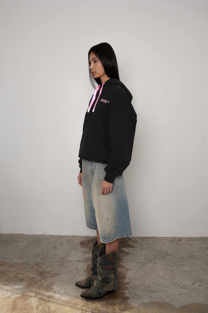 PINK RIBBON WASHED HOODIE